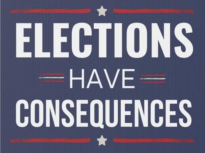 Elections Have Consequences - Anti-Trump 2025 Yard Sign - 18X24" with Stake - Fast Free Shipping!