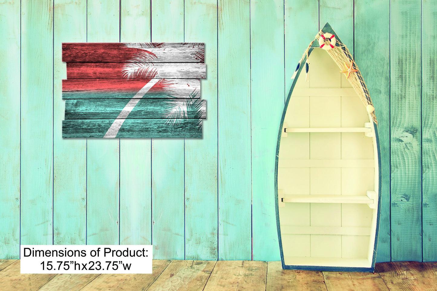 Beach Decor Wall Art "Palm Tree 2" - Faux Pallet Look - Direct Print to PVC