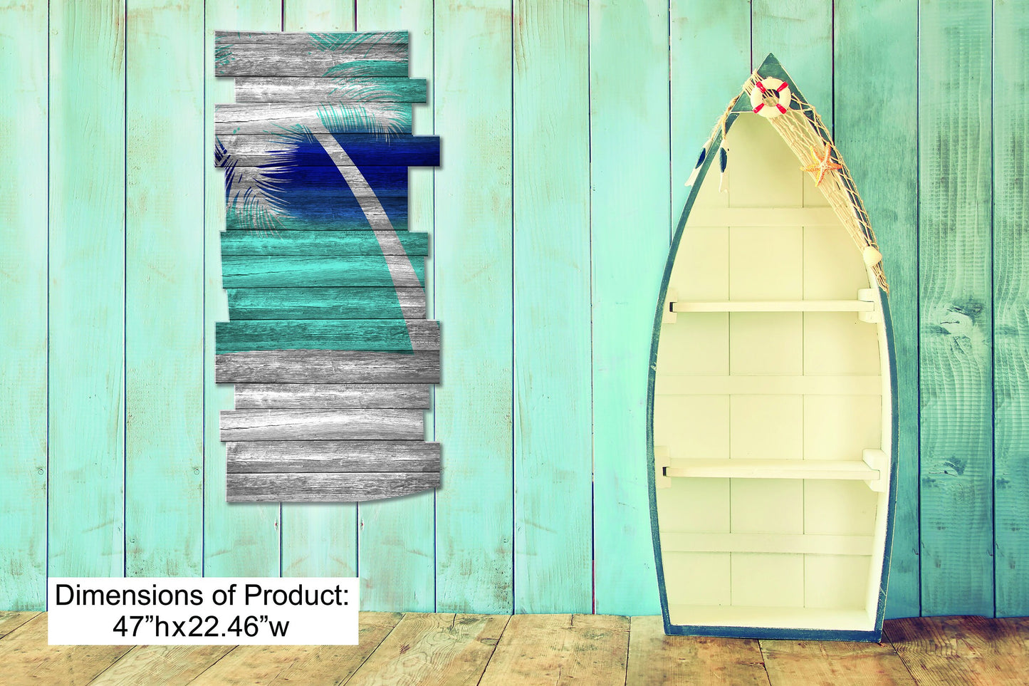 Beach Decor Wall Art "Palm Tree Vertical" - Faux Pallet Look - Direct Print to PVC