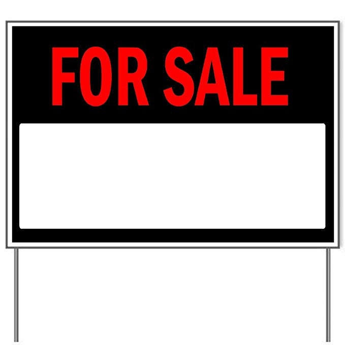 For Sale Yard Sign - 18X24" with Stake - Fast Free Shipping!