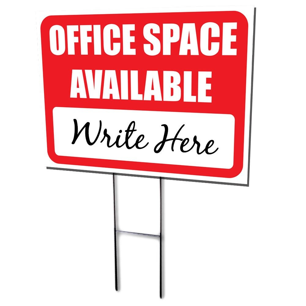 Office Space Available 10-Pack Yard Sign - 18X24" with Stakes and 10 Directional Arrows - Fast Free Shipping!