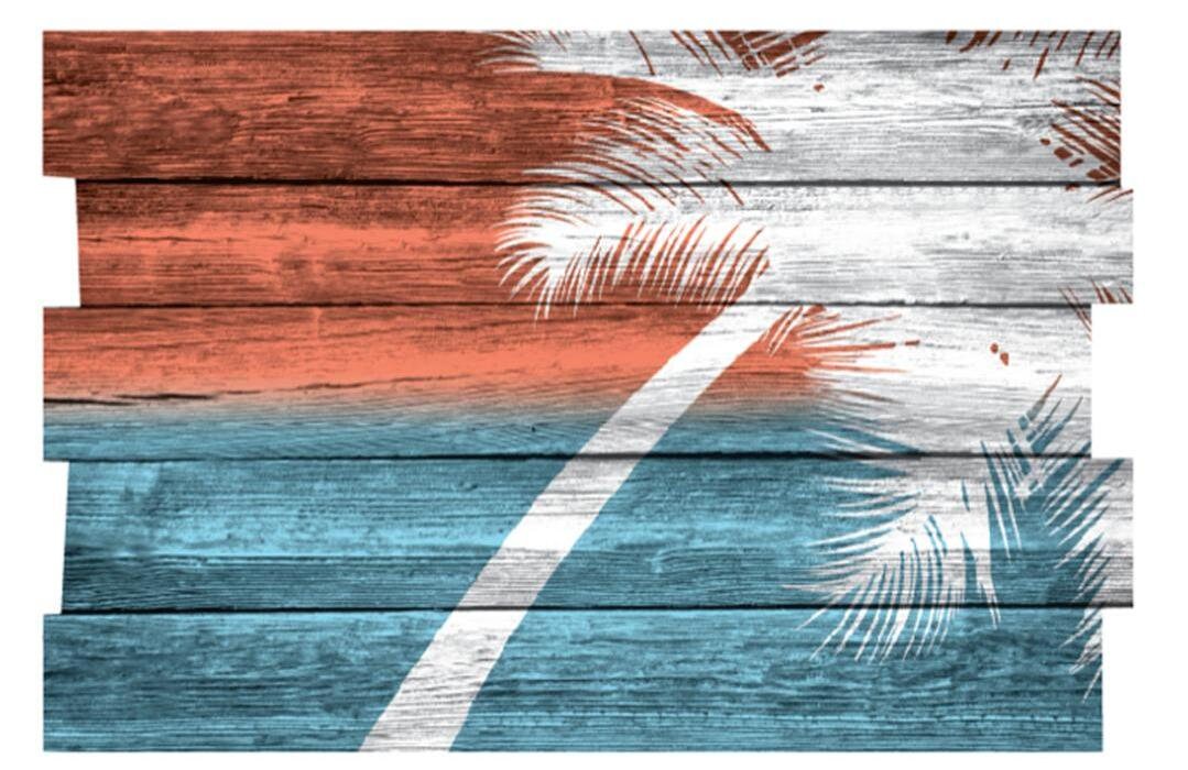Beach Decor Wall Art "Palm Tree 2" - Faux Pallet Look - Direct Print to PVC