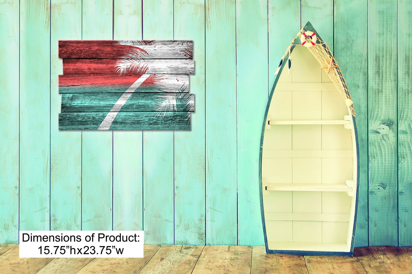 Beach Decor Wall Art "Palm Tree 2" - Faux Pallet Look - Direct Print to PVC