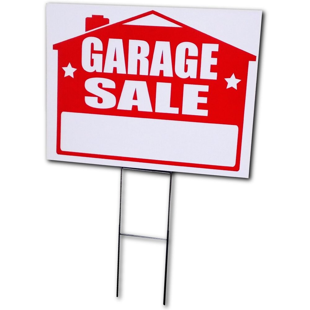 Garage Sale 10-Pack Yard Sign - 18X24" with Stakes and Directional Arrows - Fast Free Shipping!