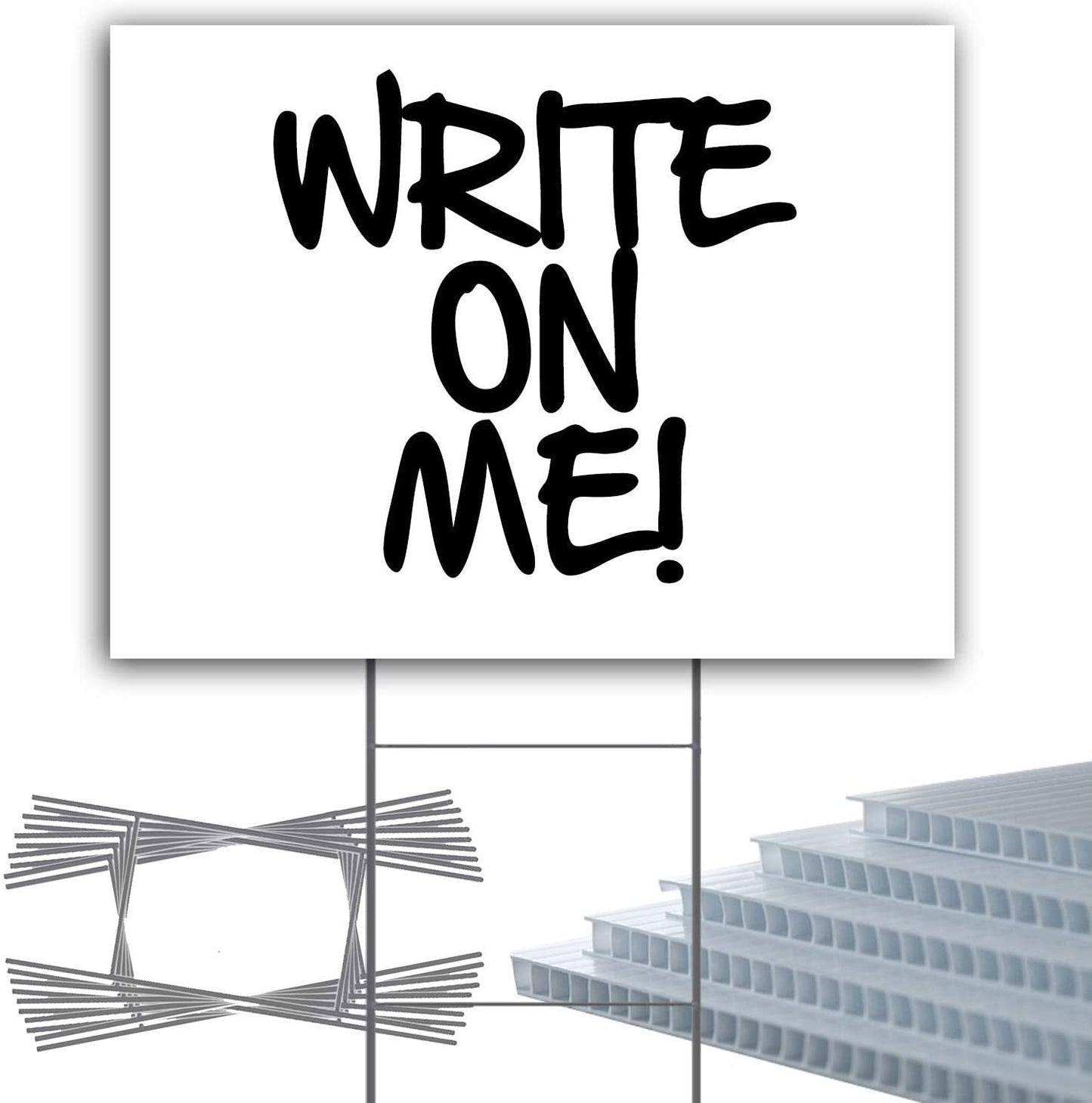 100 pack 24x18 inch Blank White Yard Signs w/ Stakes - Fast Free Shipping!