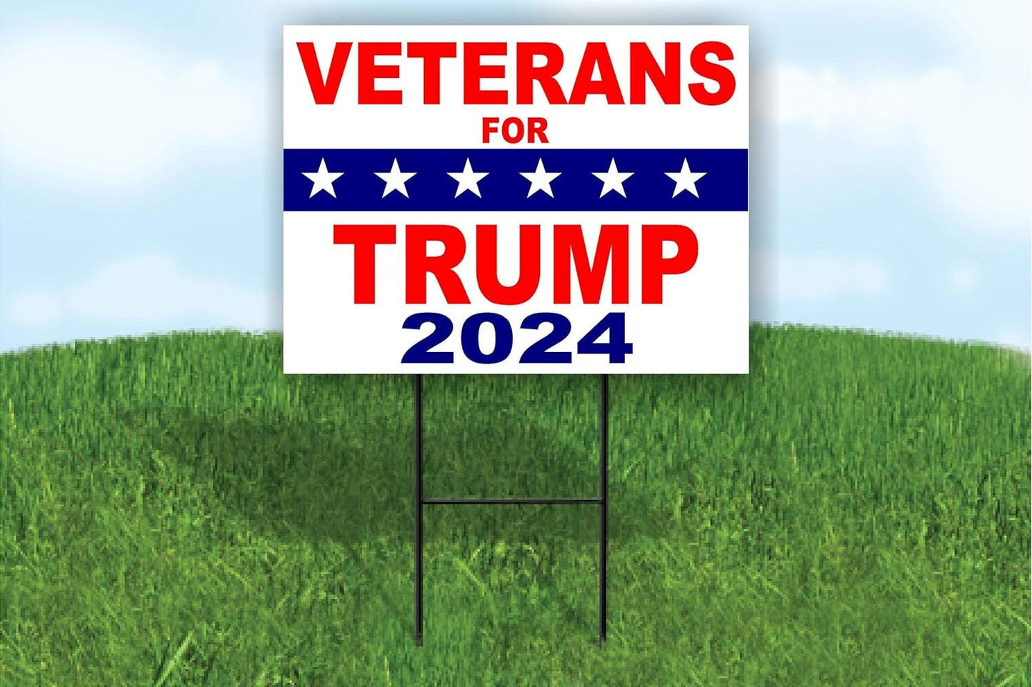 Veterans For Trump 2024 Yard Sign - 18X24" with Stake - Fast Free Shipping!
