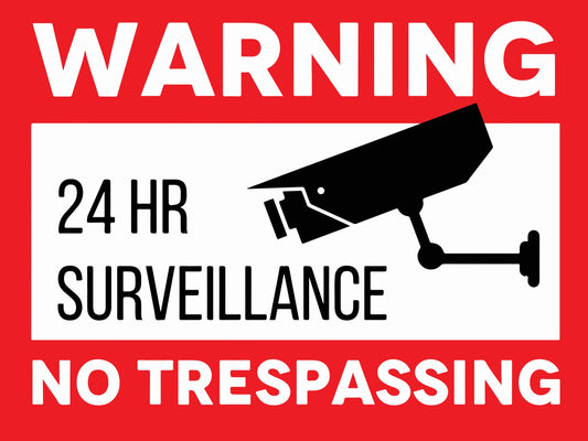 Surveillance No Tresspassing  - 18X24" Yard Sign with Stake - Fast Free Shipping!