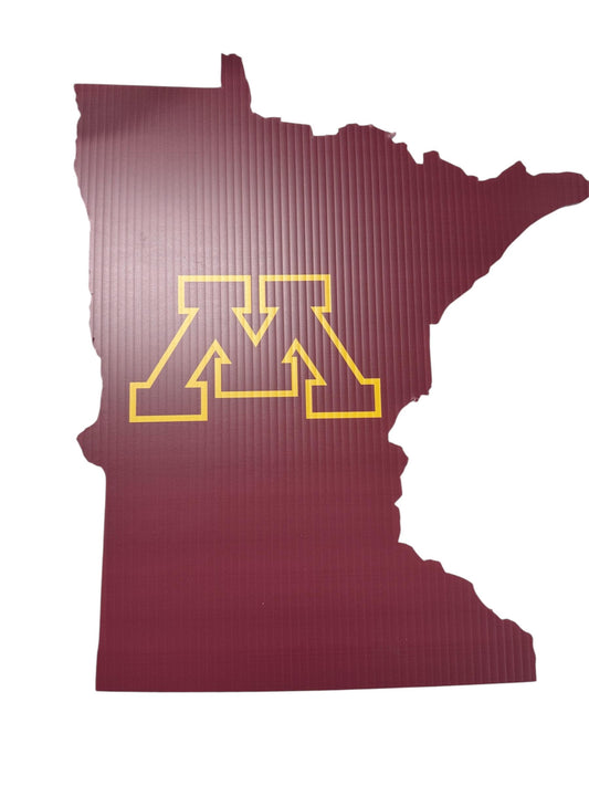 Minnesota Shaped Garden Sign with Stake - Fast Free Shipping! - Indoor/Outdoor Mancave Ready!