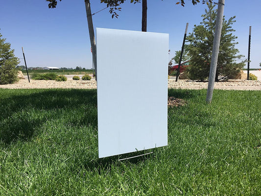 50 pack 12x18 inch Blank "Portrait" White Yard Signs w/ 10x30" Stakes  - Fast Free Shipping!