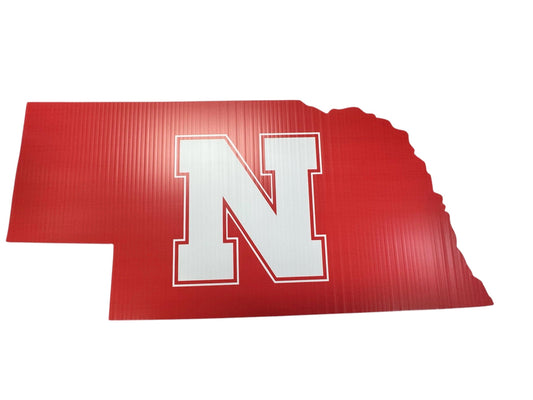 Nebraska Shaped Garden Sign with Stake - Fast Free Shipping! - Indoor/Outdoor Mancave Ready!