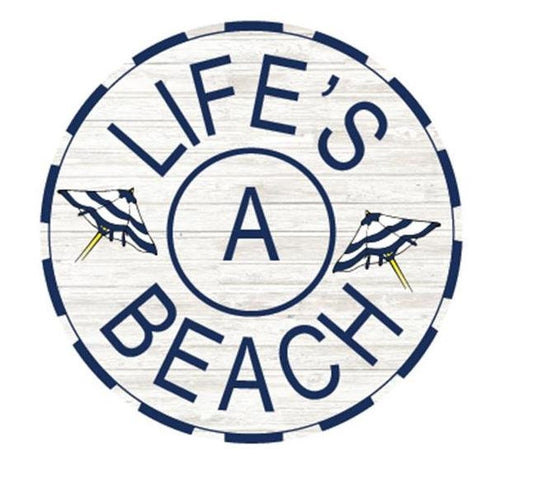 Beach Decor Wall Art "Life's A Beach" - Faux Pallet Look - Direct Print to PVC