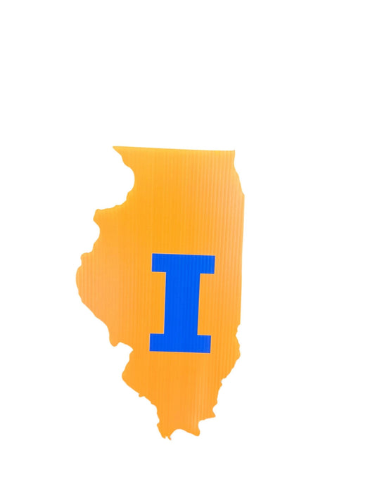 Illinois Shaped Garden Sign with Stake - Fast Free Shipping! - Indoor/Outdoor Mancave Ready!