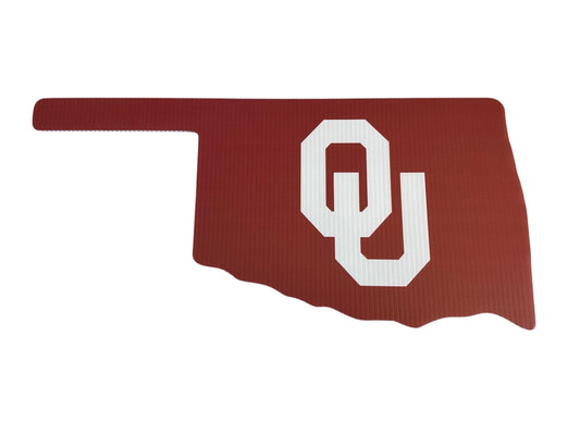 Oklahoma OU Shaped Garden Sign with Stake - Fast Free Shipping! - Indoor/Outdoor Mancave Ready!