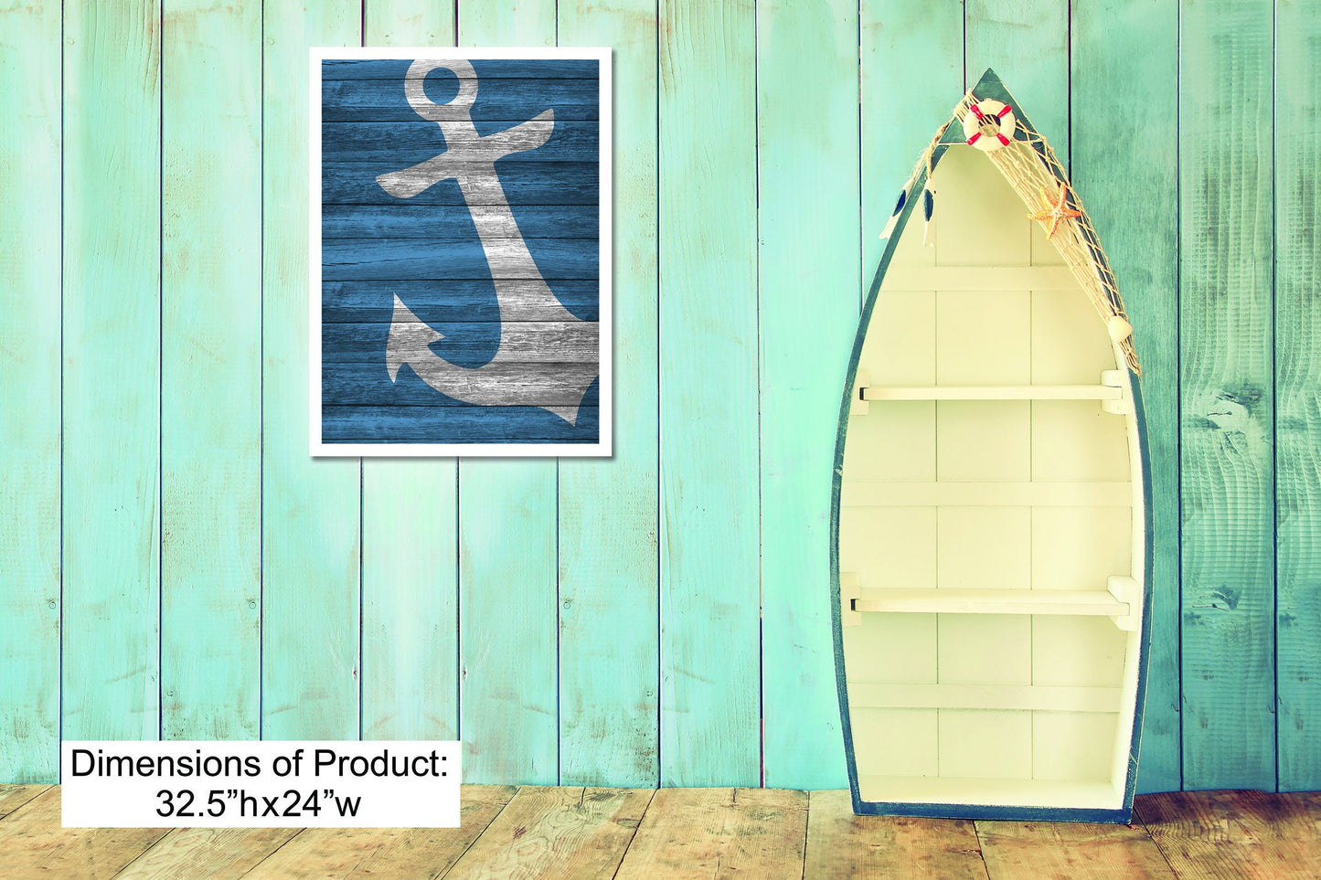 Beach Decor Wall Art "Anchor" - Faux Pallet Look - Direct Print to PVC