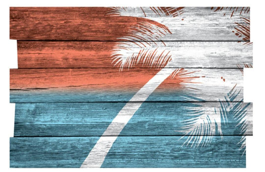 Beach Decor Wall Art "Palm Tree 2" - Faux Pallet Look - Direct Print to PVC