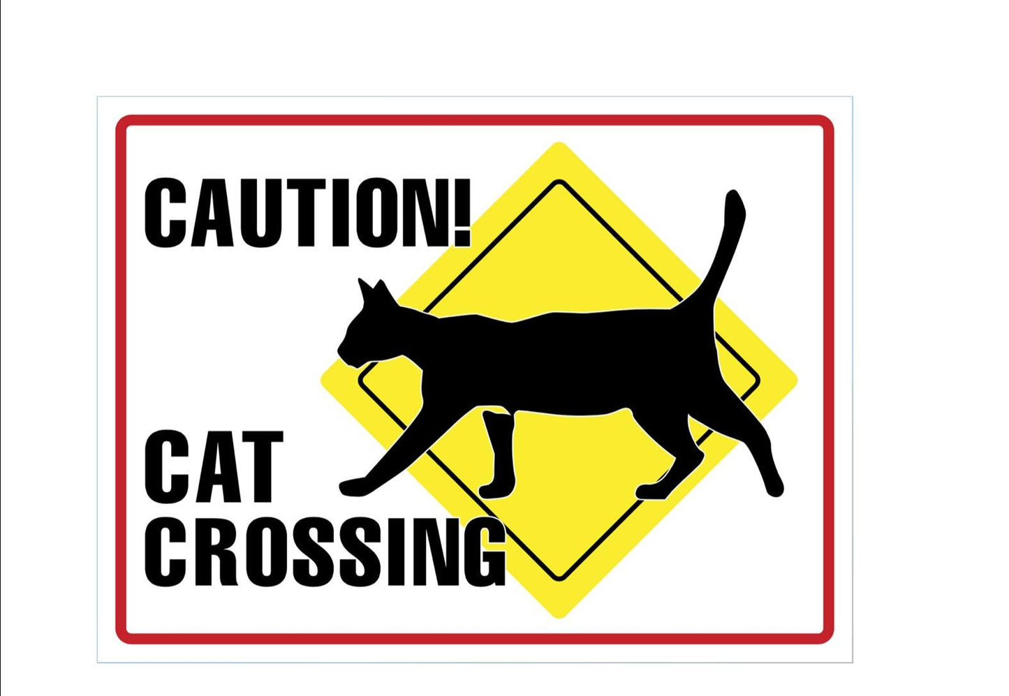 Caution Cat Crossing Yard Sign - 18X24" with Stake - Fast Free Shipping!