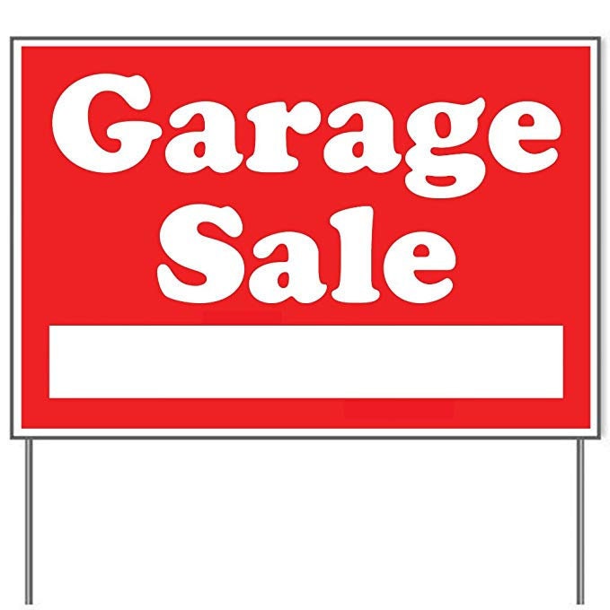 Garage Sale Yard Sign - 18X24" with Stake - Fast Free Shipping!