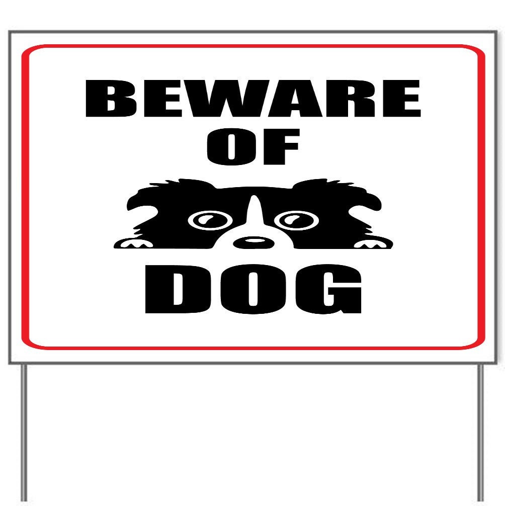 Beware of Dog *Cute* Yard Sign - 18X24" with Stake - Fast Free Shipping!