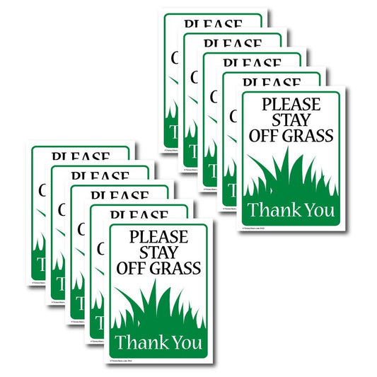 Please Stay Off Grass - 10-Pack 9X12" Yard Sign with Stakes - Fast Free Shipping!